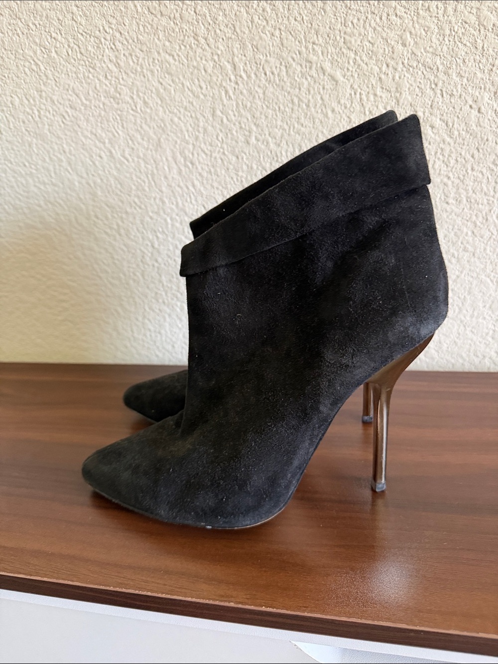 Aldo Black Suede Pointed-Toe Stiletto Ankle Boots - Women's